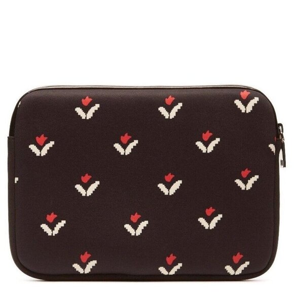 Marc Jacobs iPad Tablet Case Black Floral Neoprene Zip Computer Universal Tulip - Picture 1 of 7